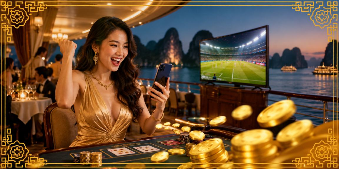 Người chơi Baccarat tại Hạ Long Bay trong không gian casino sang trọng trên e4mc
