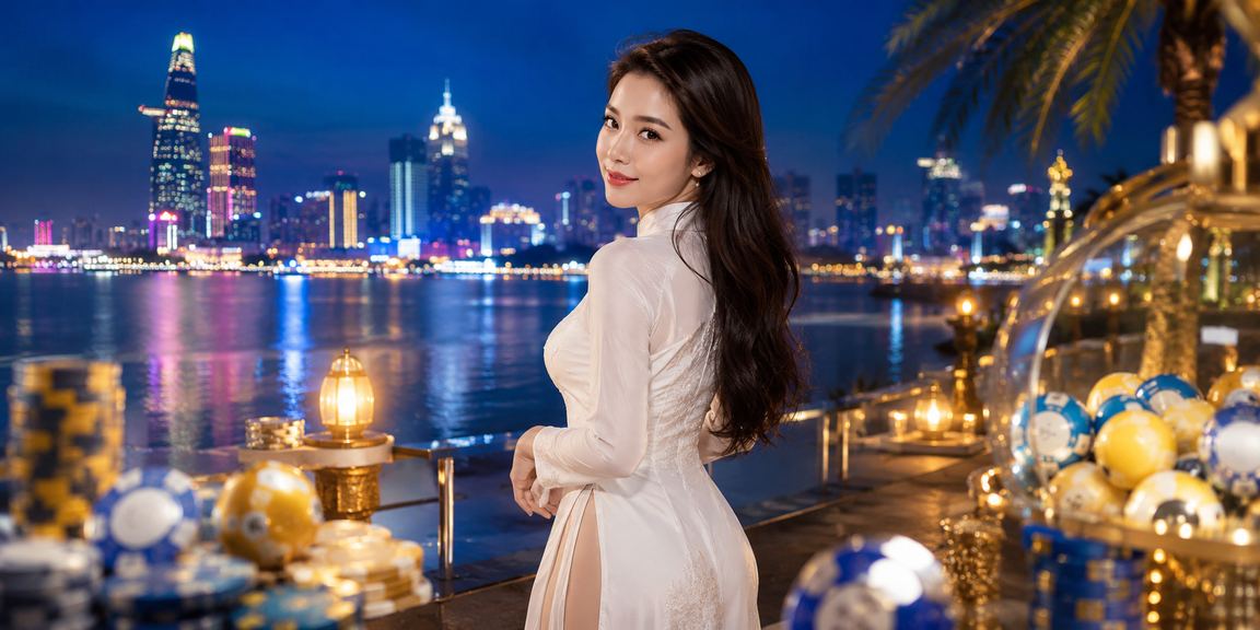 Người phụ nữ mặc áo dài tại TP. Hồ Chí Minh xem kết quả xổ số và lô đề trực tuyến