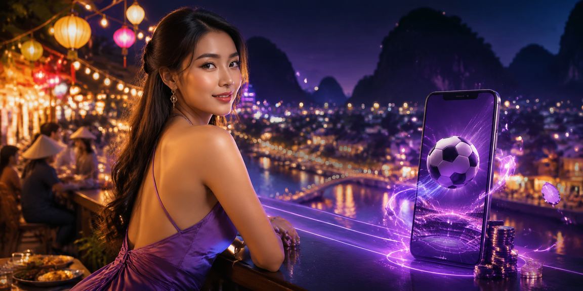 Người dùng tại chợ đêm Ninh Bình xem kết quả cá cược bóng đá trên điện thoại