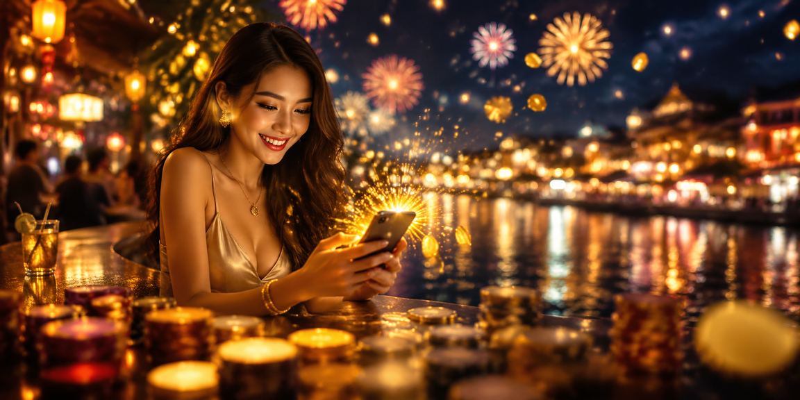 Người chơi trải nghiệm casino mobile tại chợ đêm Phú Quốc